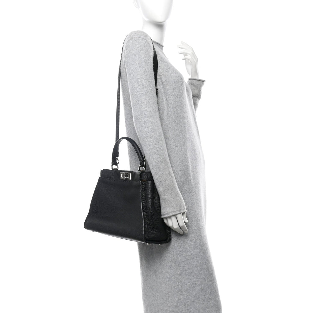 Cuoio Romano Selleria Bi-Color Medium Peekaboo Iconic Satchel Black Mou