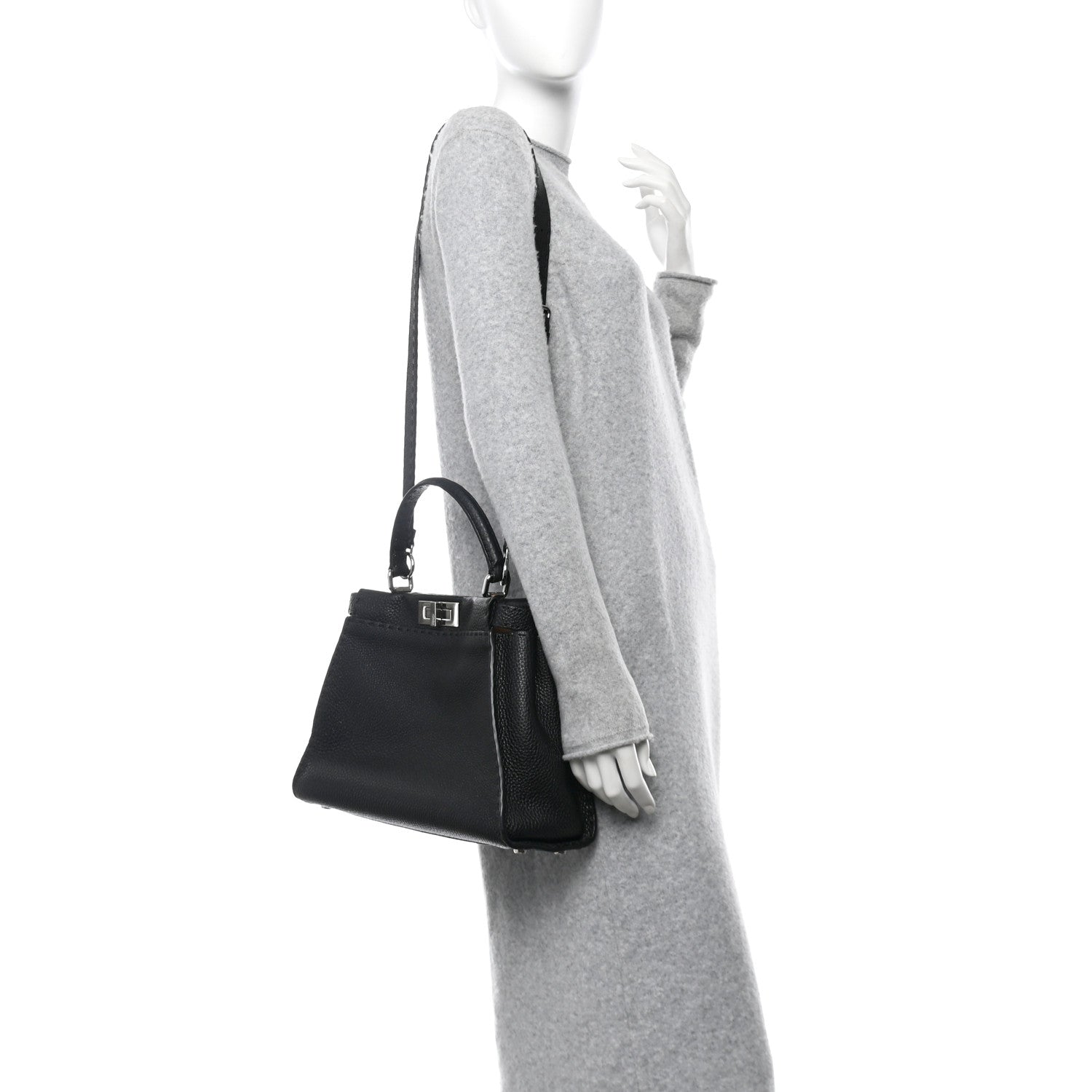Cuoio Romano Selleria Bi-Color Medium Peekaboo Iconic Satchel Black Mou