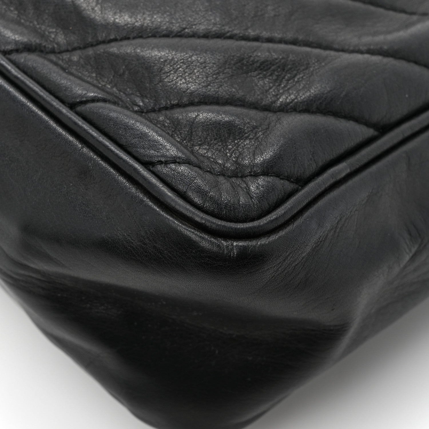 Lambskin Surpique Chevron Small Tote Black