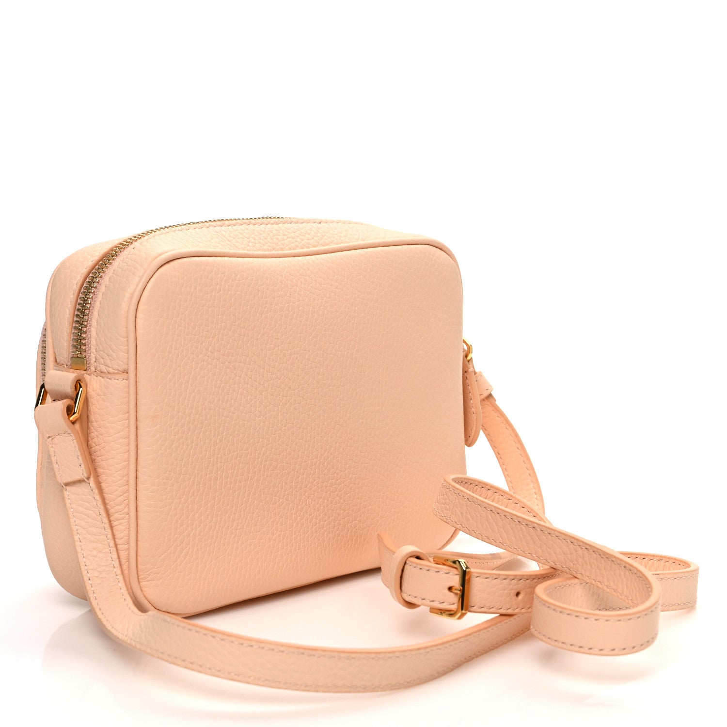 Grained Calfskin Small Camera Bag Peach Pink