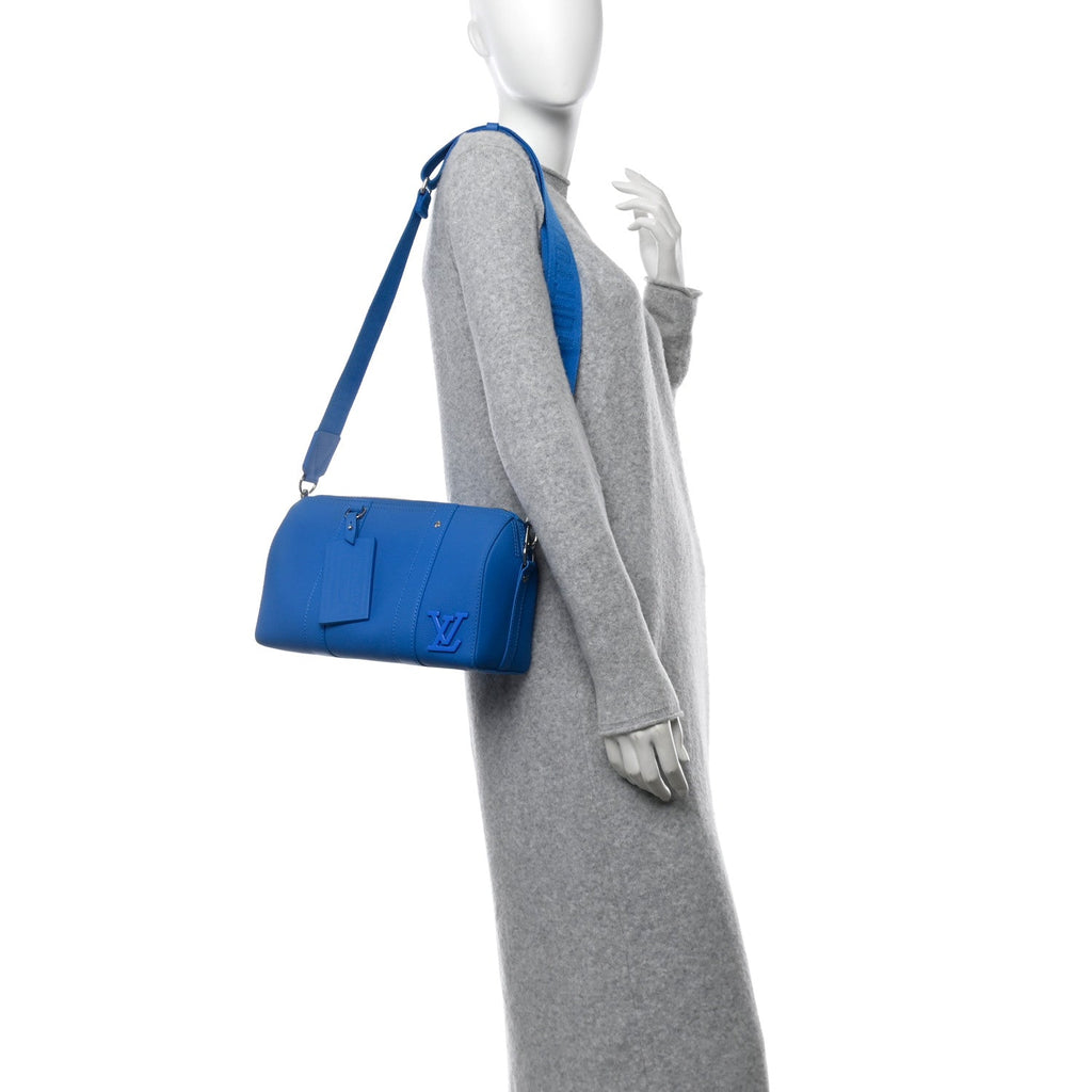 Grained Calfskin Aerogram City Keepall Bright Blue