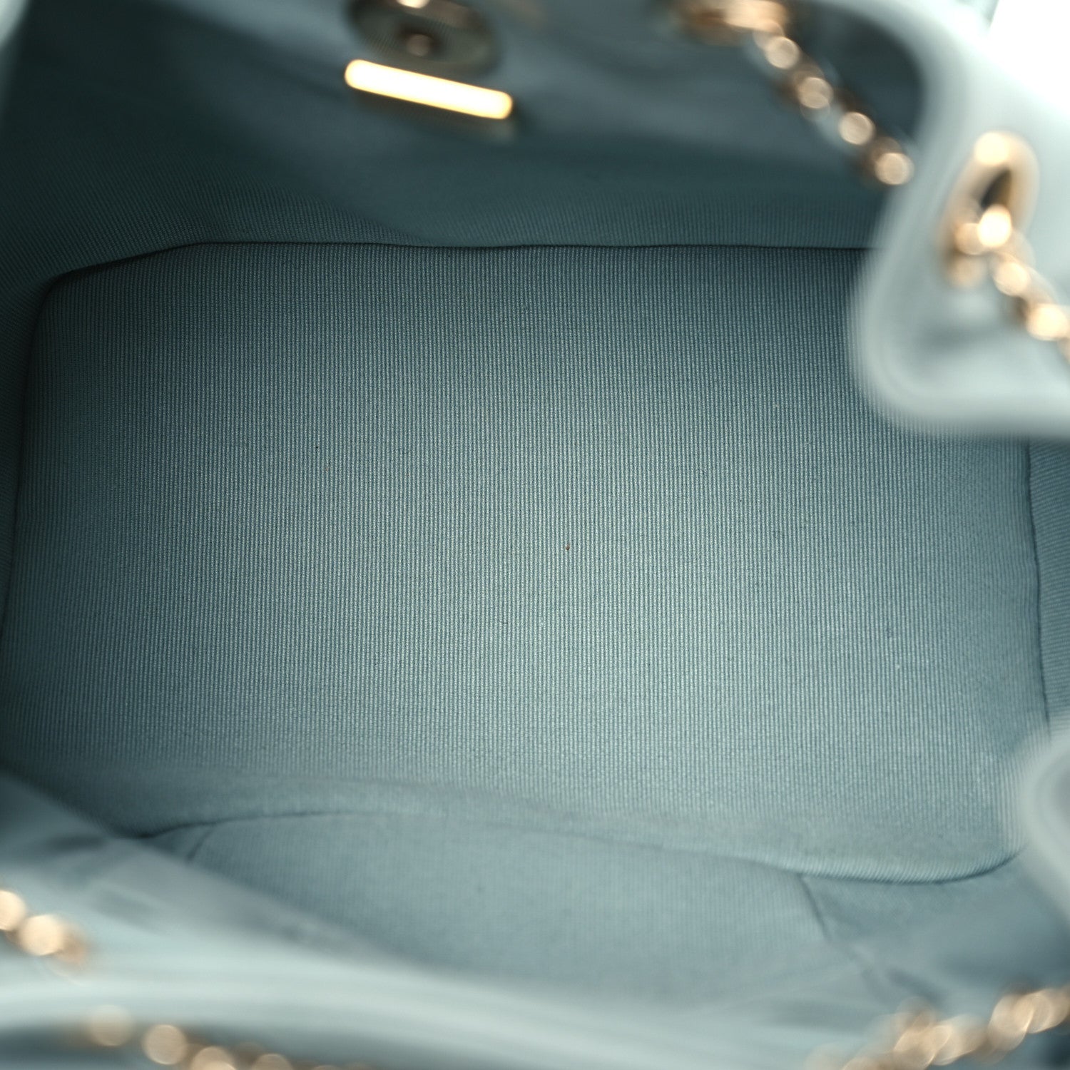Lambskin Quilted Small Duma Drawstring Backpack Light Blue