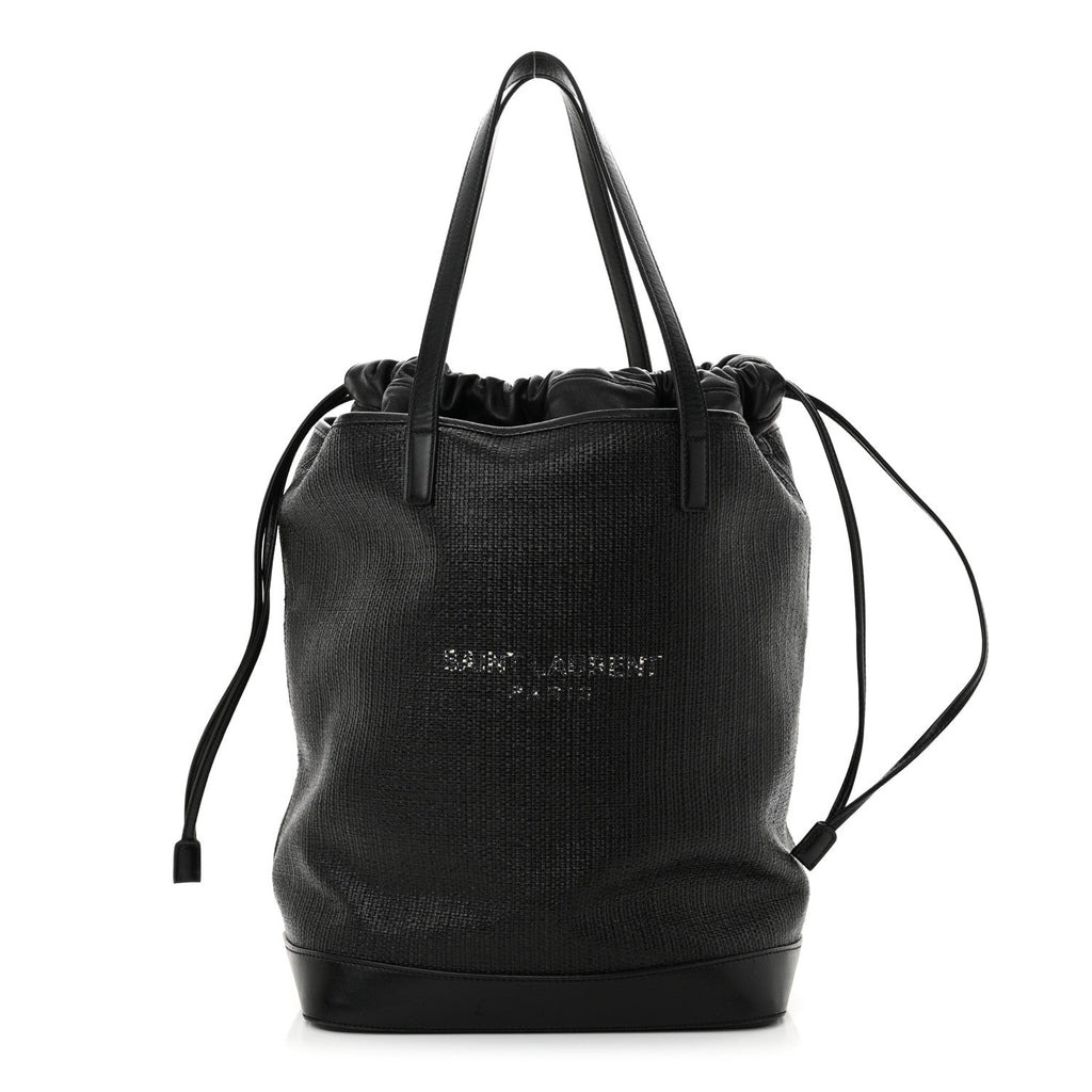 Linen Canvas Teddy Shopping Bag Black