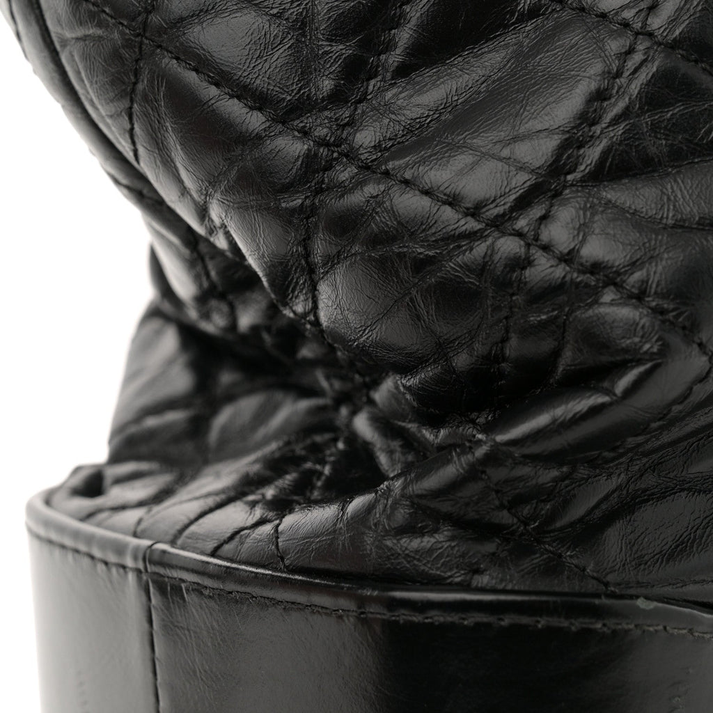 Aged Calfskin Quilted Large Gabrielle Shopping Tote Black