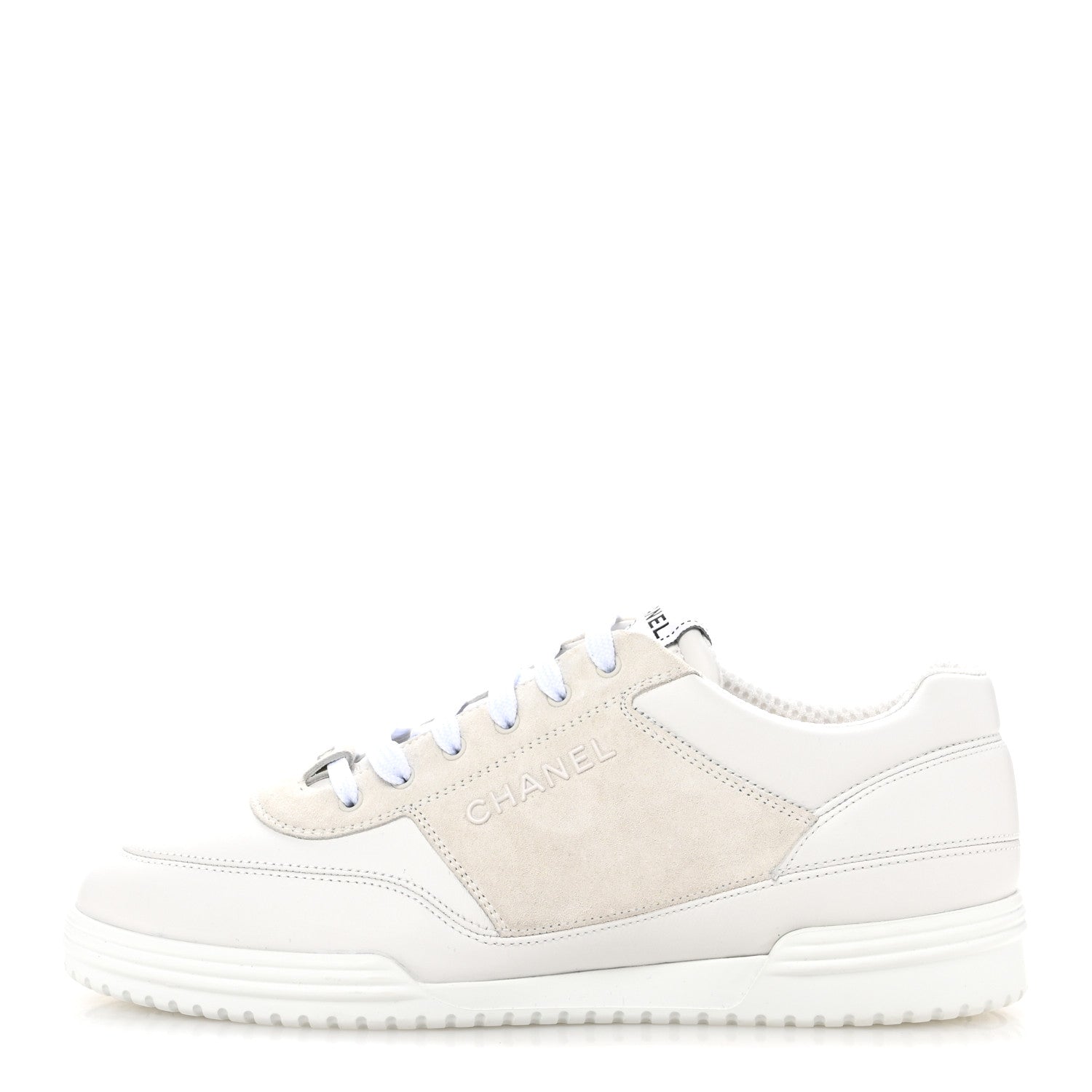 Calfskin Suede Coco Mark Logo Womens Sneakers 40 White