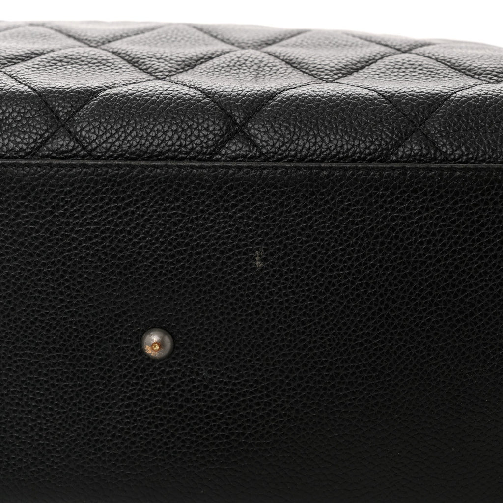 Caviar Patent Quilted Large Bowler Black
