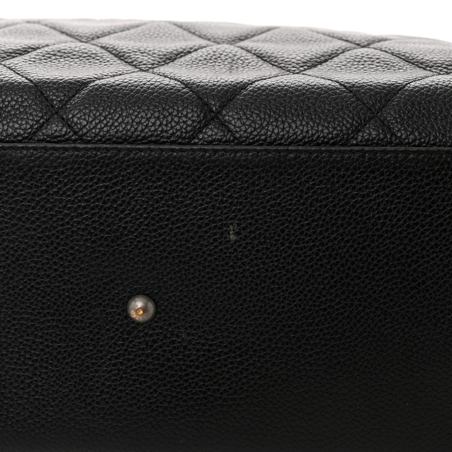 Caviar Patent Quilted Large Bowler Black