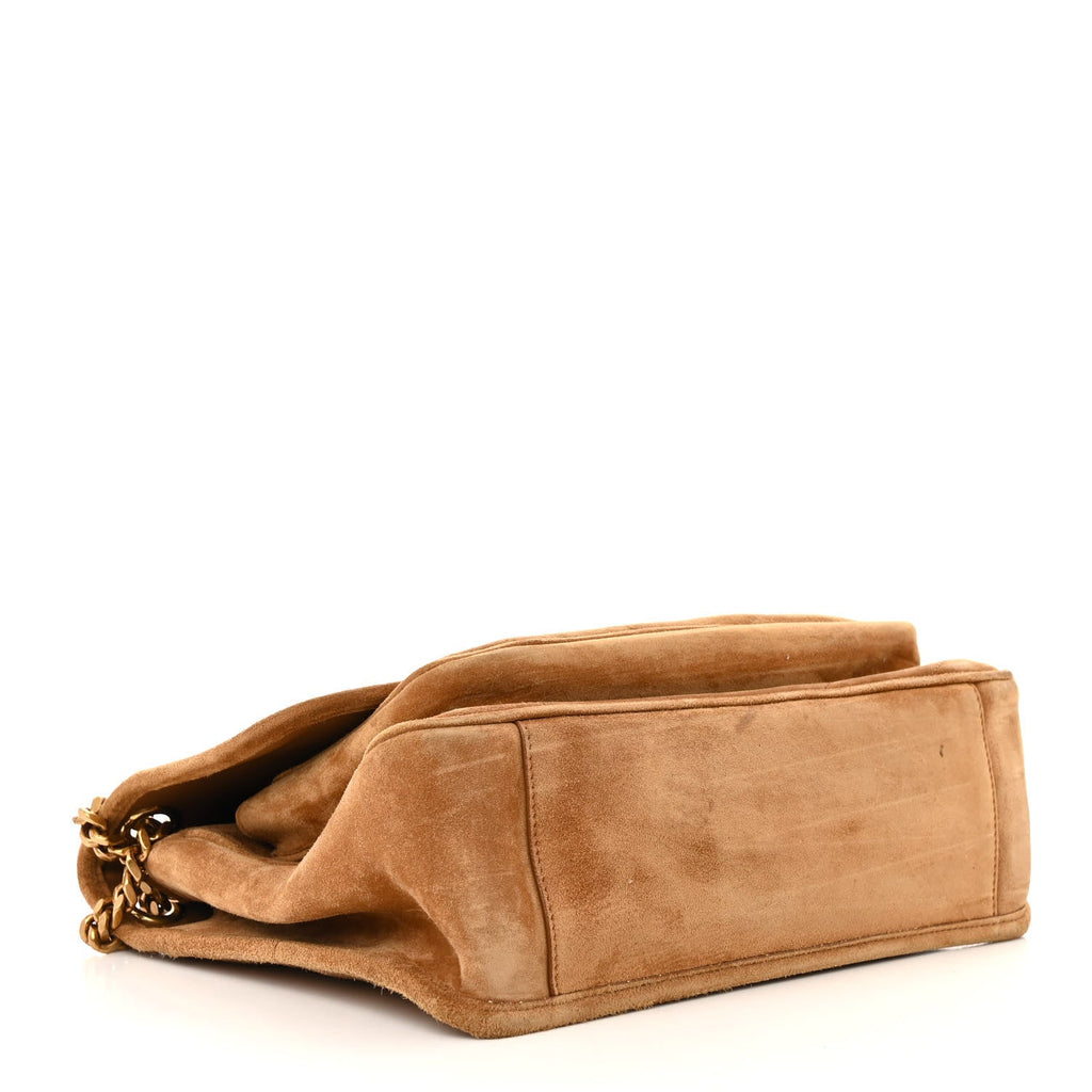 Suede Monogram Medium Niki Chain Satchel Cinnamon