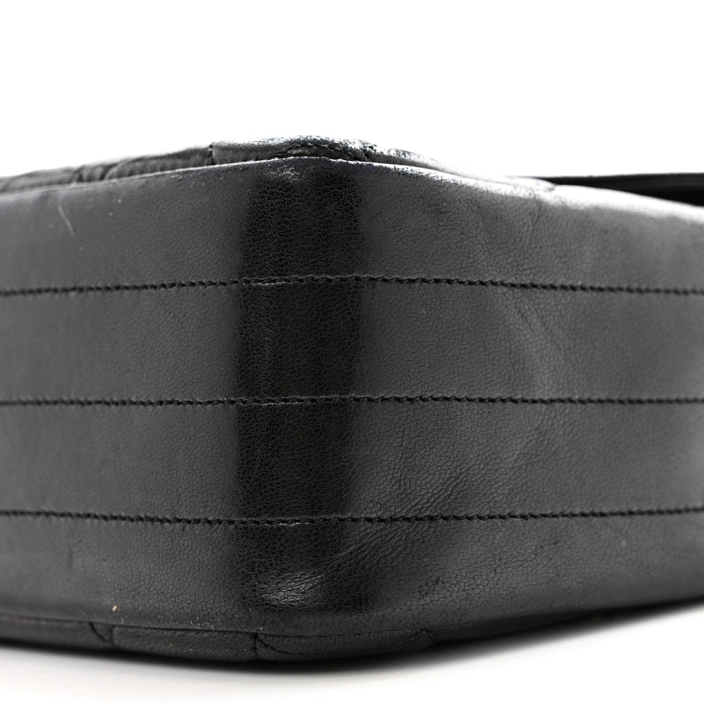 Lambskin Quilted Single Flap Black