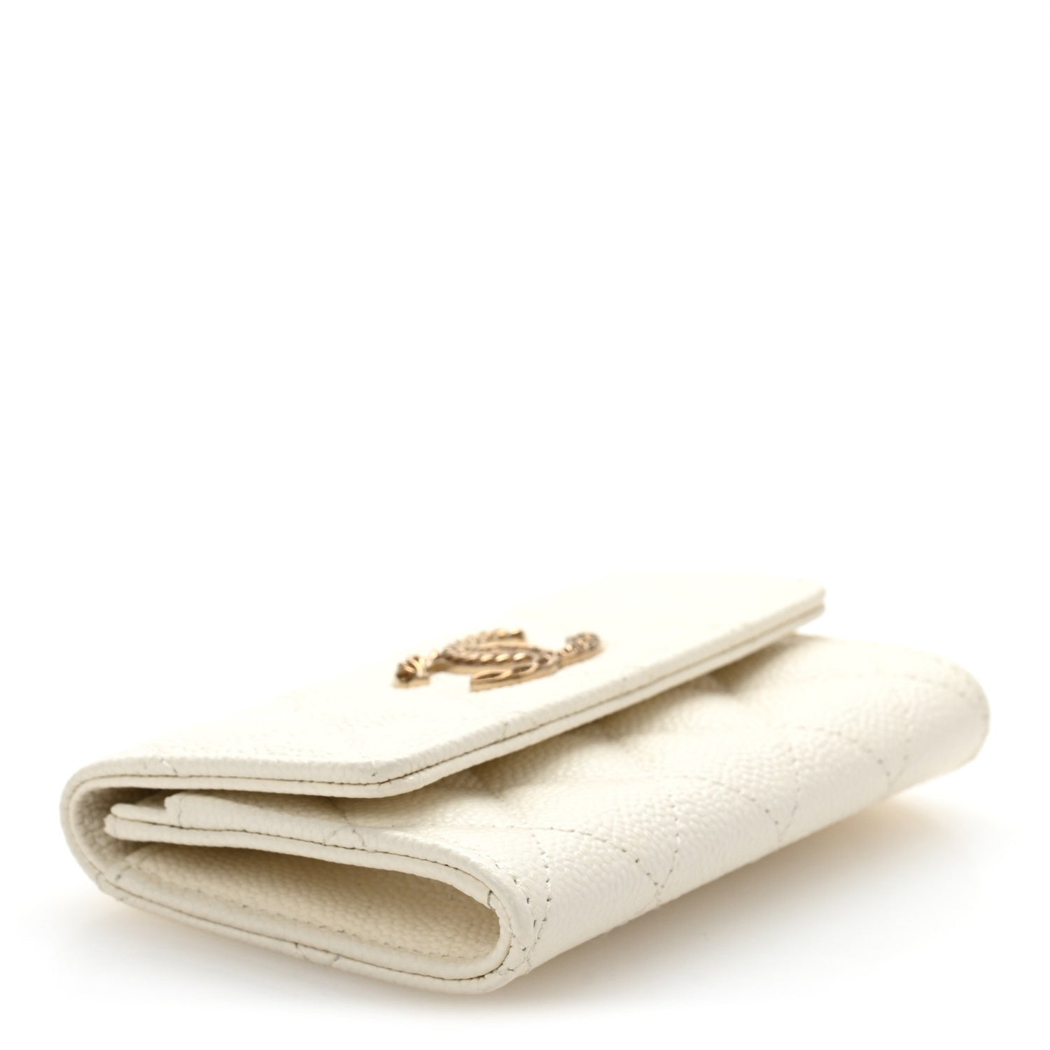 Caviar Quilted Multi Chain CC Flap  Holder White