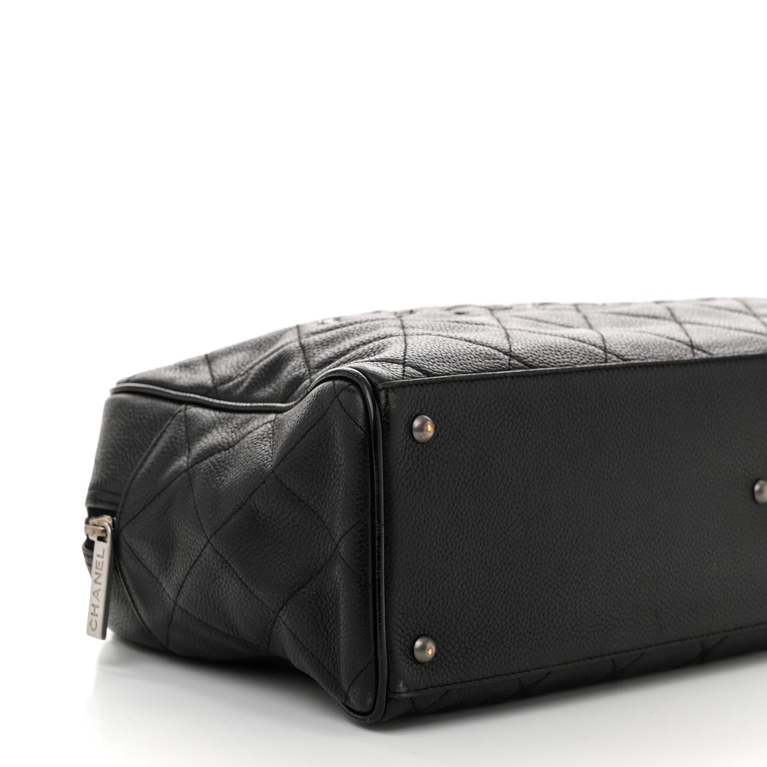 Caviar Patent Quilted Large Bowler Black