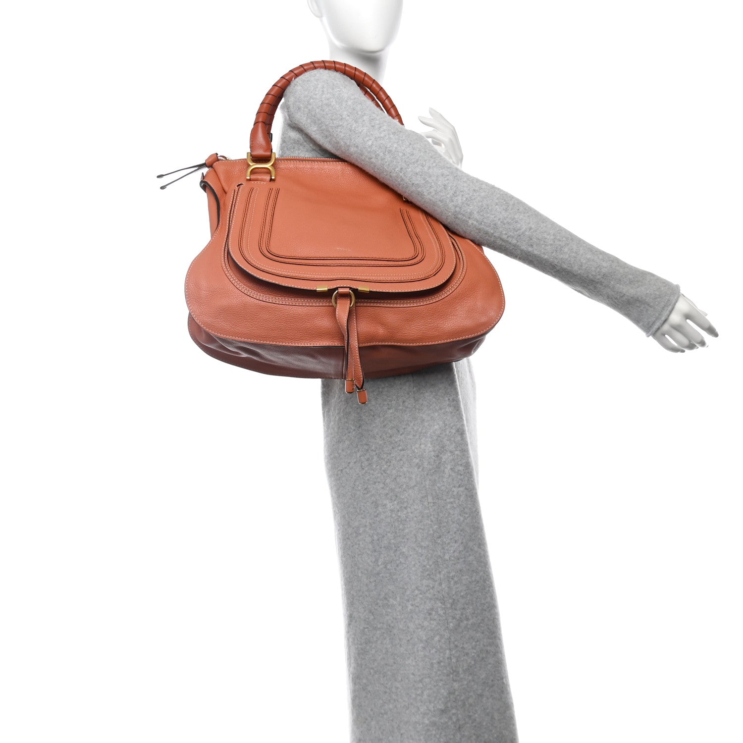 Calfskin Large Marcie Satchel Coral