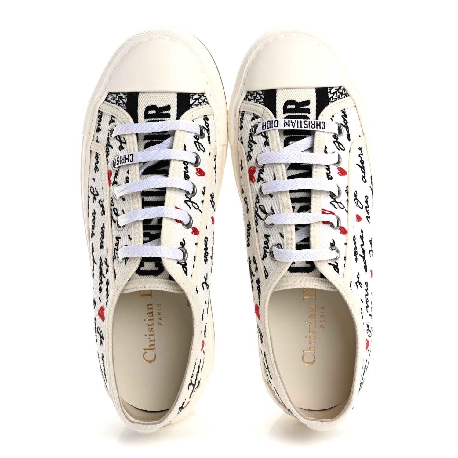Canvas Dioramour Walk'N'Dior Low Top Sneakers 37 White Black