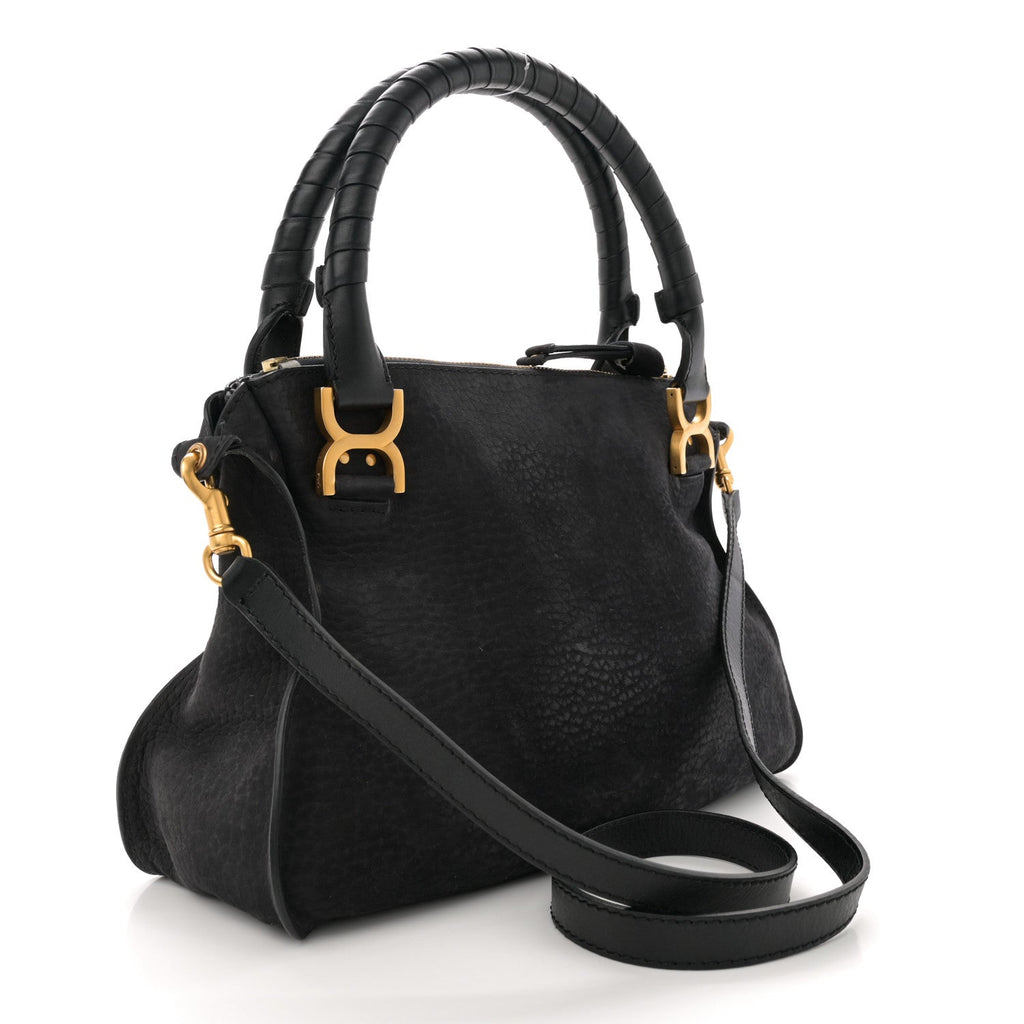 Nubuck Calfskin Medium Marcie Satchel Black