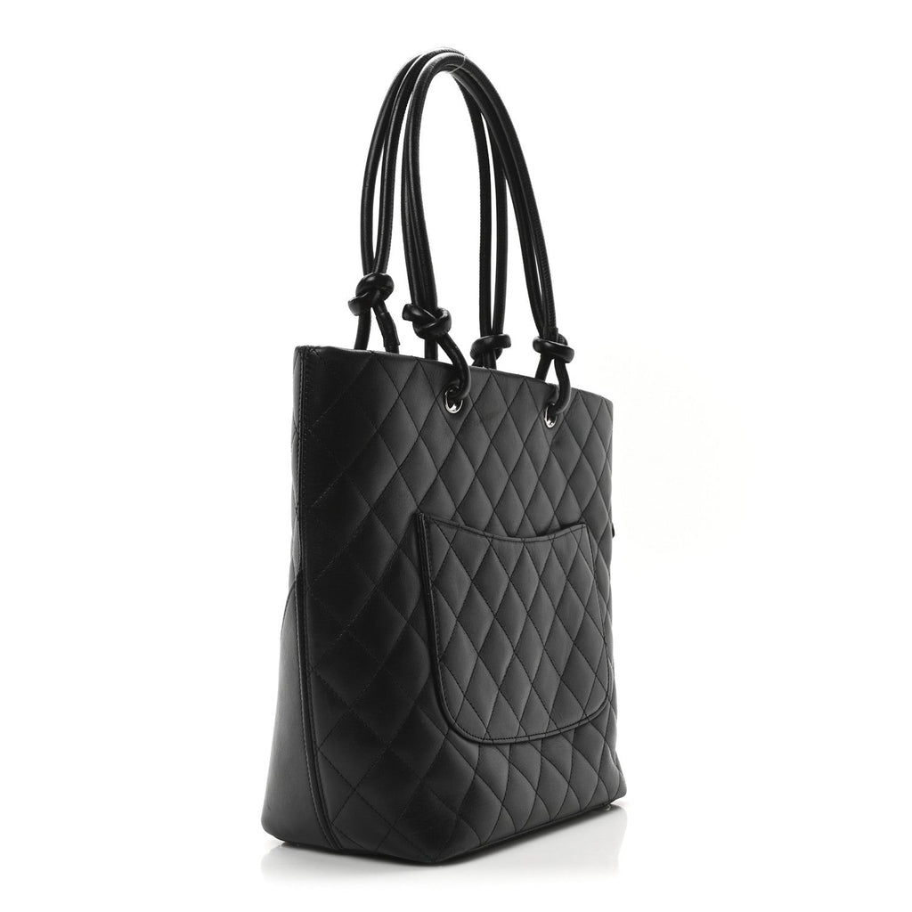 Calfskin Quilted Medium Cambon Tote Black