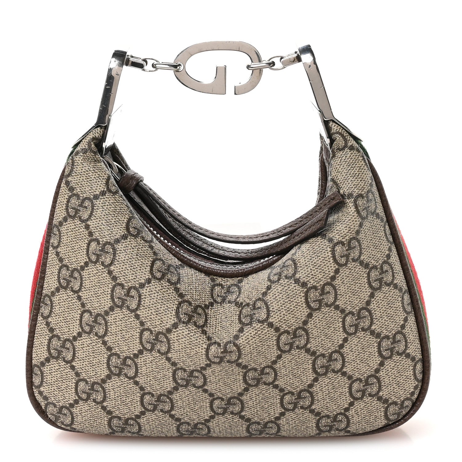 GG Supreme Monogram Textured Dollar Calfskin Web Mini Attache Bag Beige Ebony New Acero