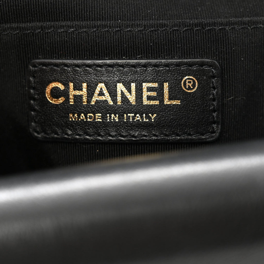 Calfskin Quilted Triple Flap Black