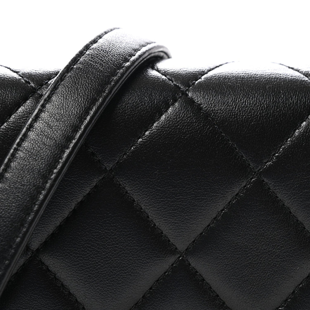 Lambskin Enamel Strass Quilted Mini Paris Monaco Flap Black