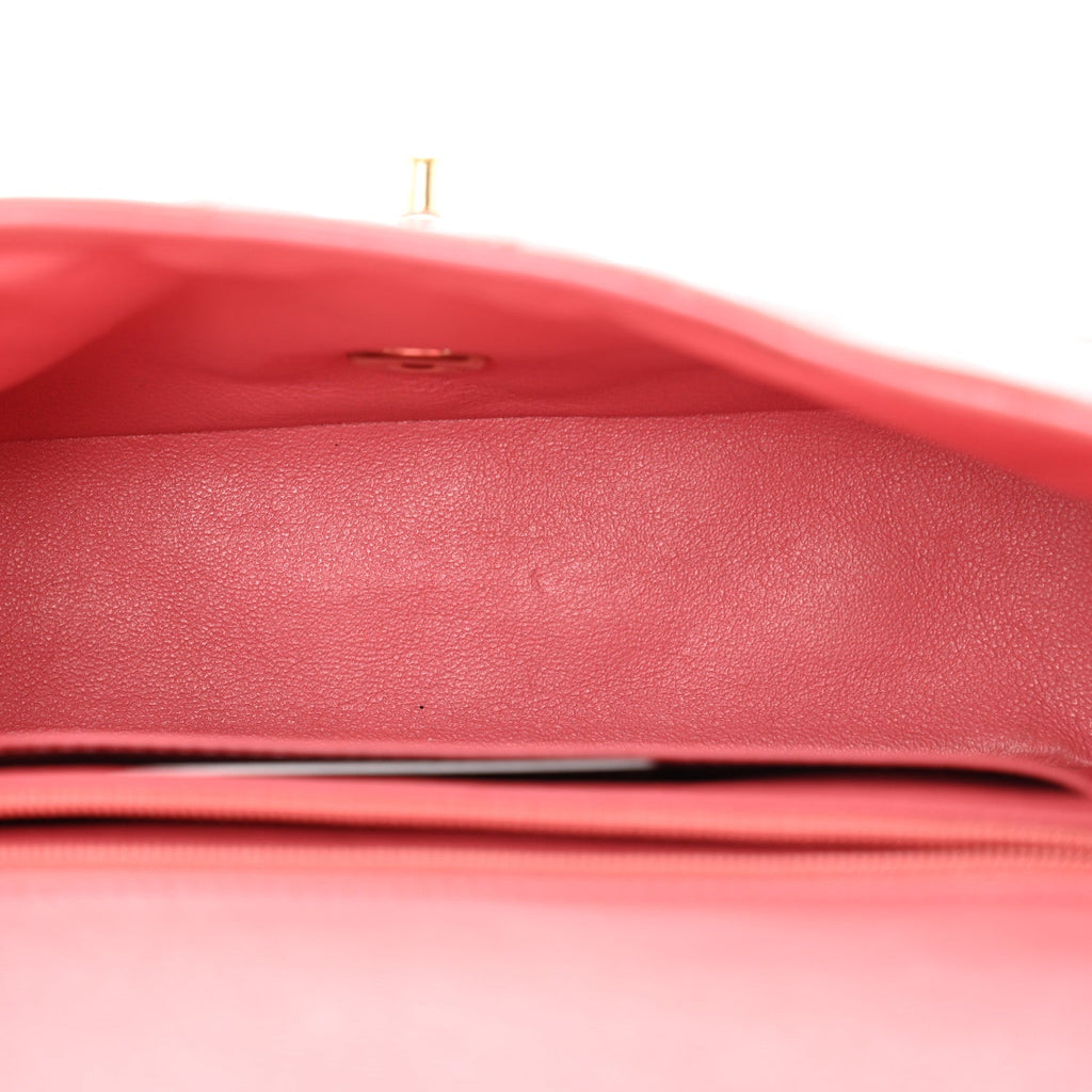 Patent Calfskin Quilted Mini Rectangular Flap Pink