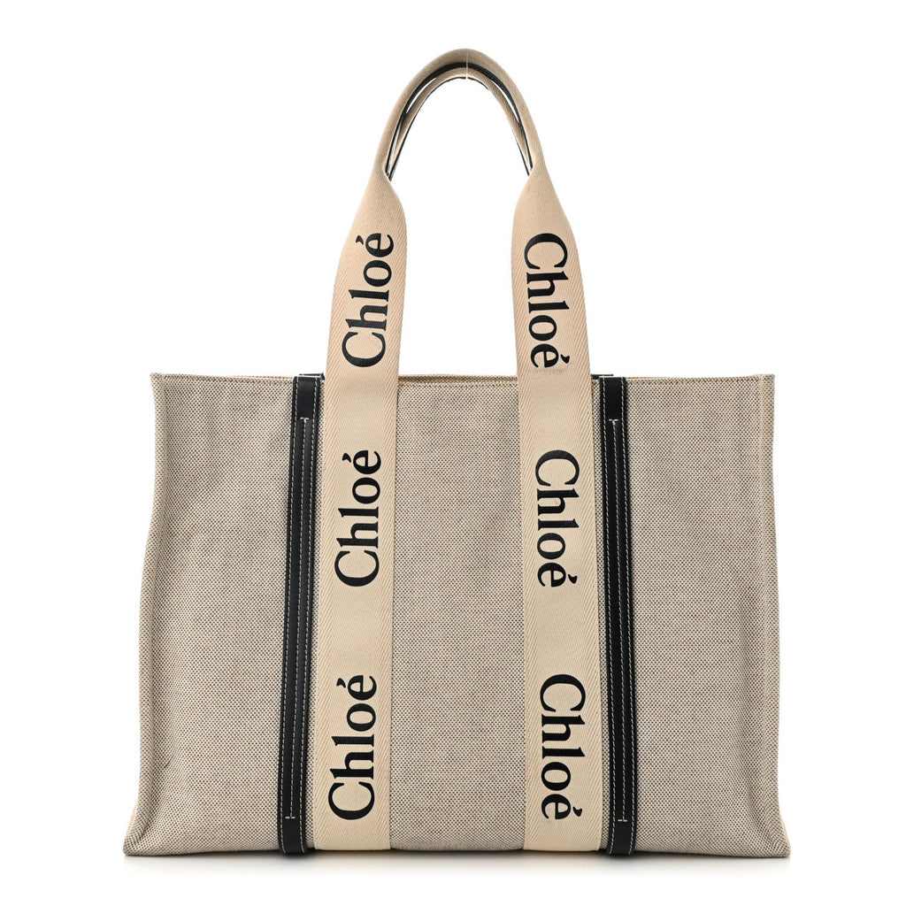 Cotton Calfskin Large Woody Ribbon Tote White Blue