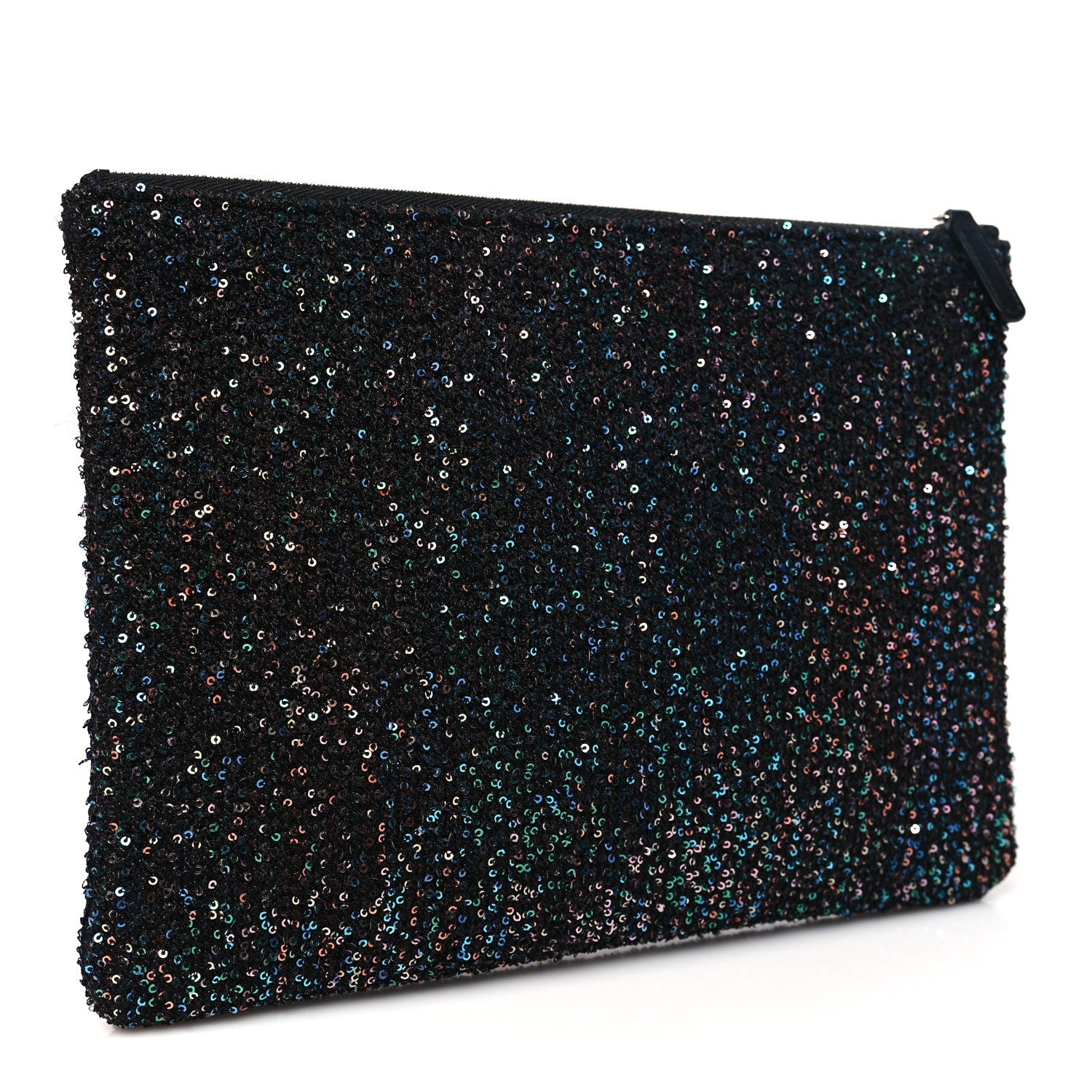 Canvas Sequin Medium Deauville Cosmetic Pouch Black