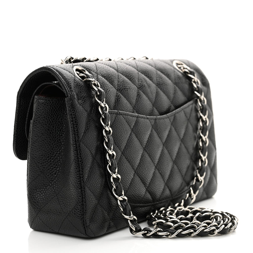 Caviar Quilted Small Double Flap Black