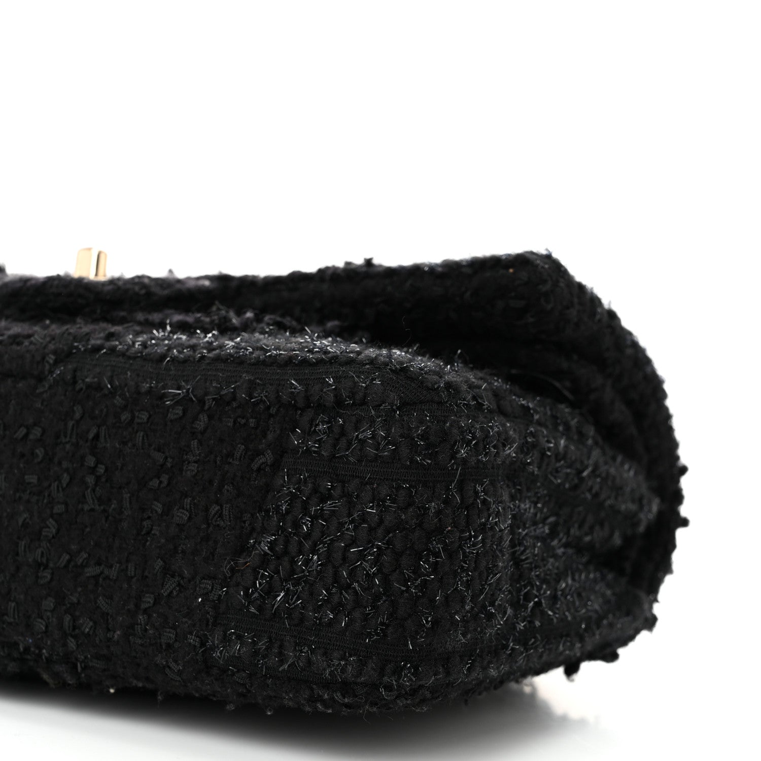 Tweed Sequin Patchwork Medium Double Flap Black