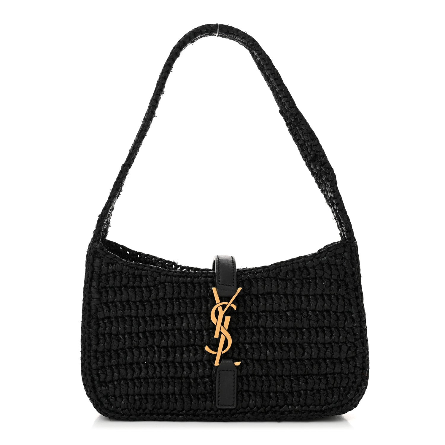 Raffia Calfskin Le 5 A 7 Mini Hobo Black