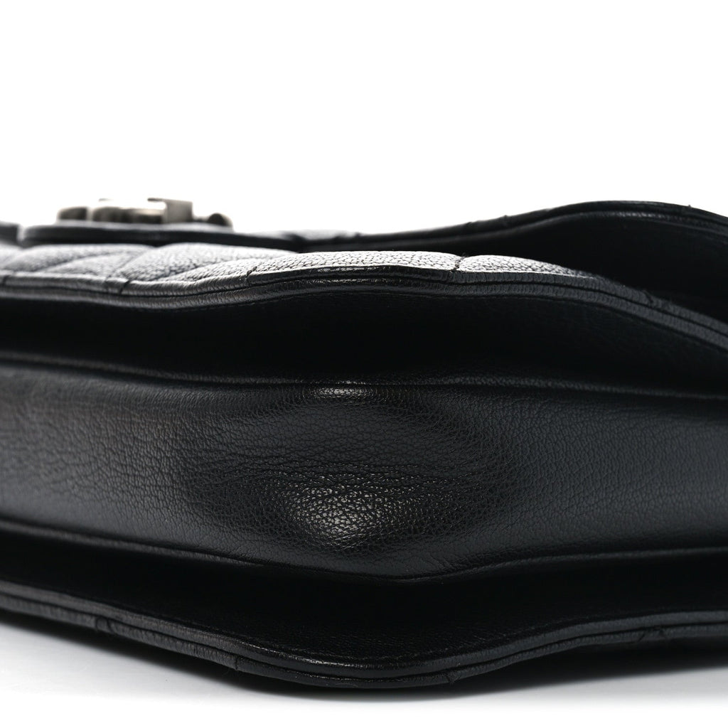 Goatskin Quilted Medium Perfect Edge Flap Black