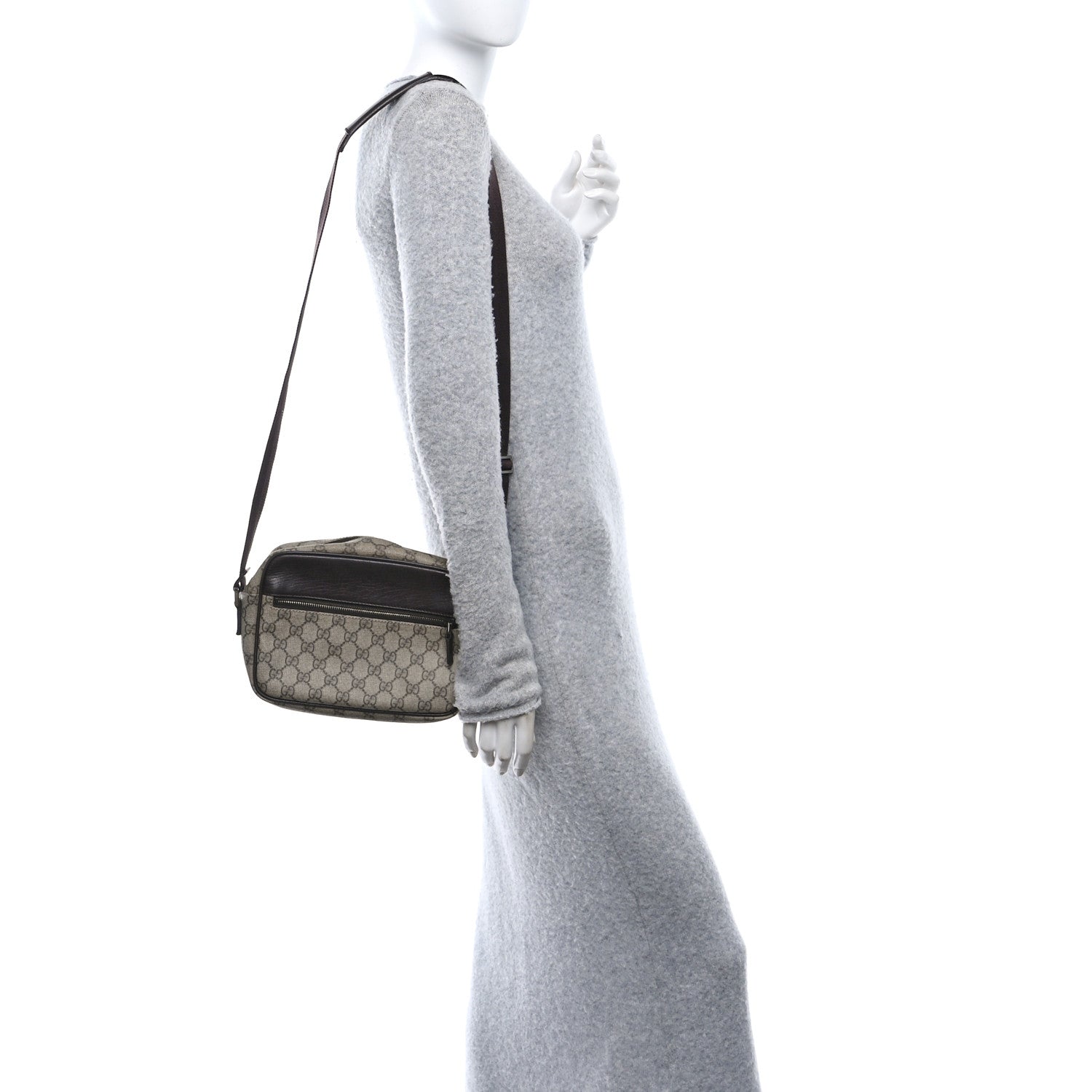 GG Plus Monogram Shoulder Bag Dark Brown