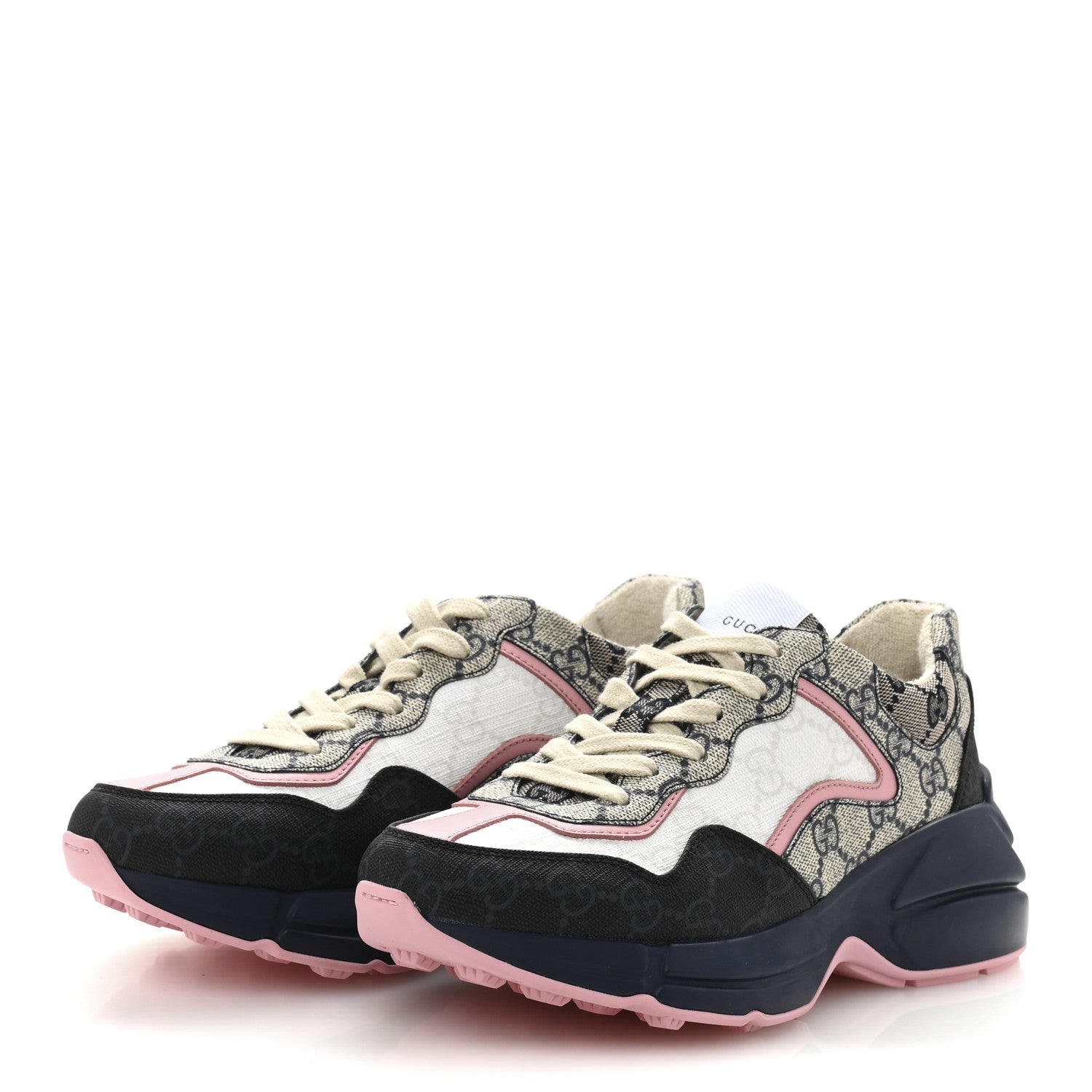 GG Supreme Monogram Mix Monogram Womens Rhyton Sneakers 35.5 Black Blue