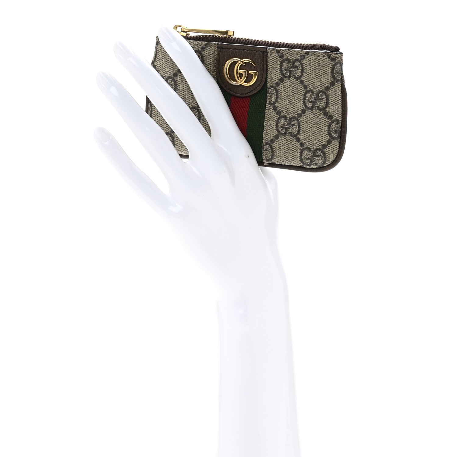 GG Supreme Monogram Web Ophidia Key Case Beige New Acero