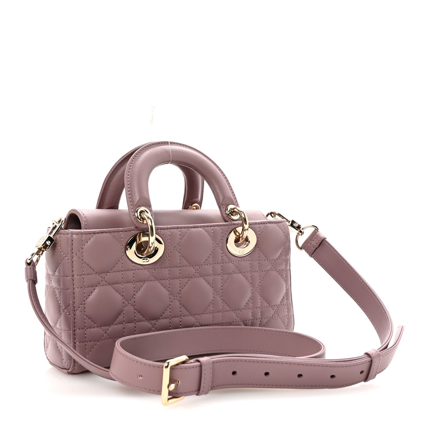 Lambskin Cannage Small Lady D-Joy Peony Pink