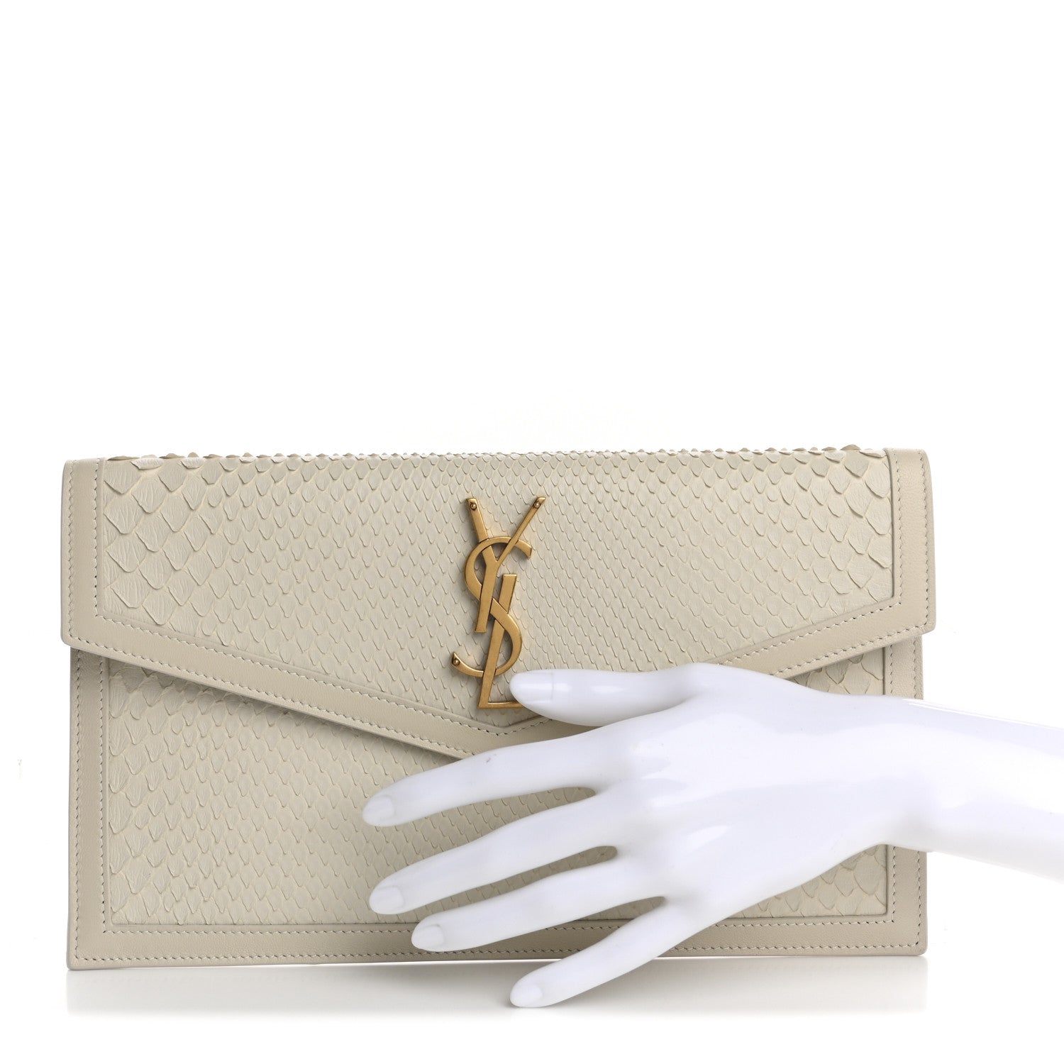 Snakeskin Uptown Pouch Crema Soft
