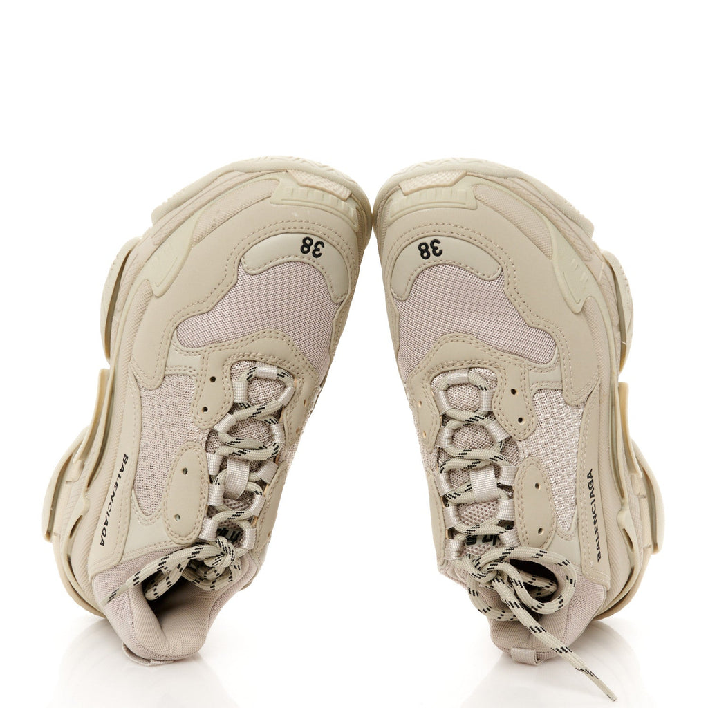 Fabric Mesh Womens Triple S Sneakers 38 Beige