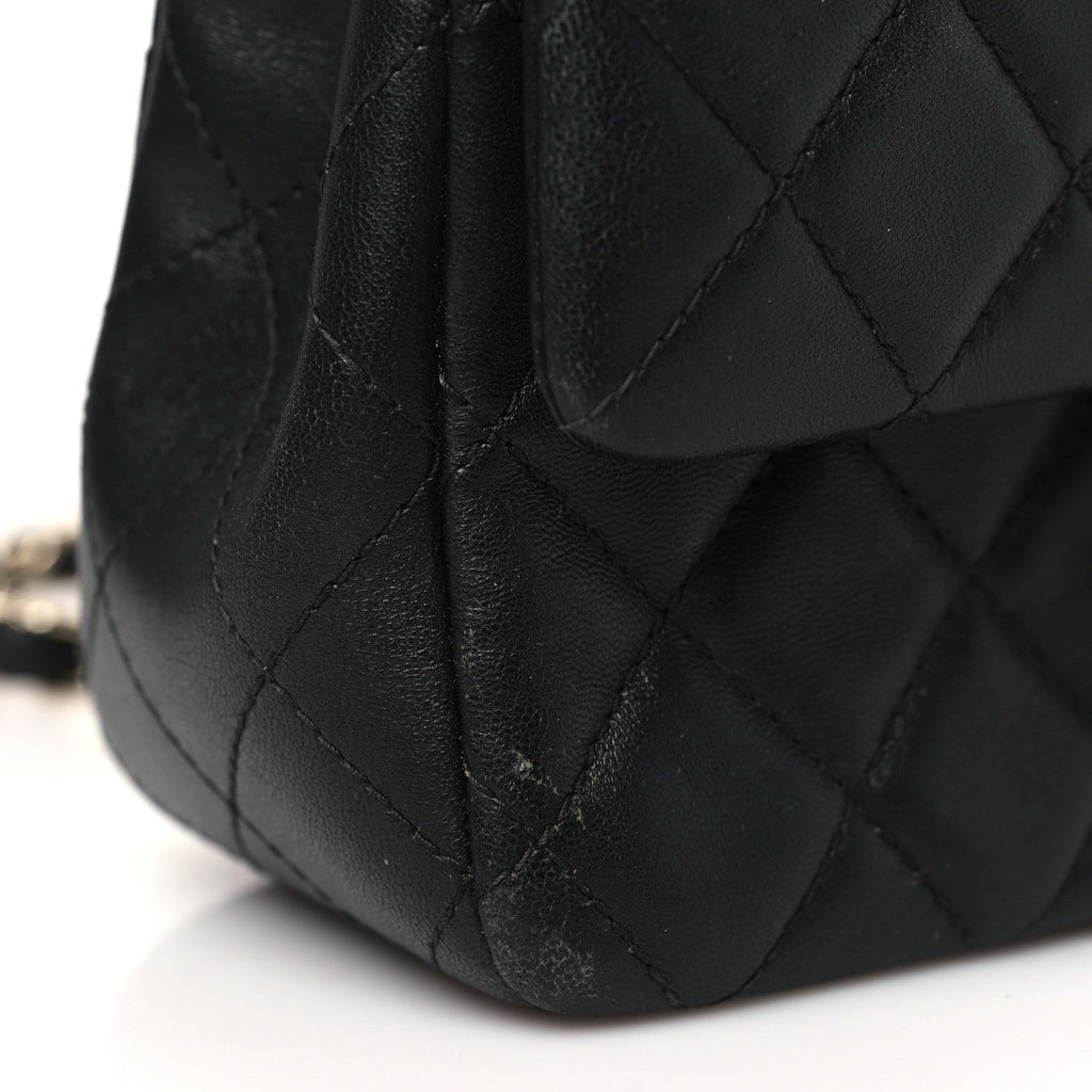 Lambskin Quilted Mini Rectangular Flap Black