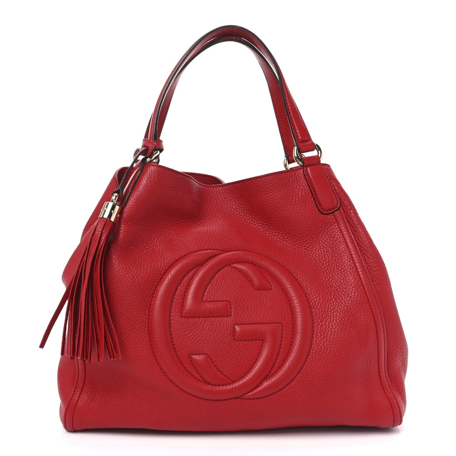 Pebbled Calfskin Medium Soho Shoulder Bag Tabasco Red