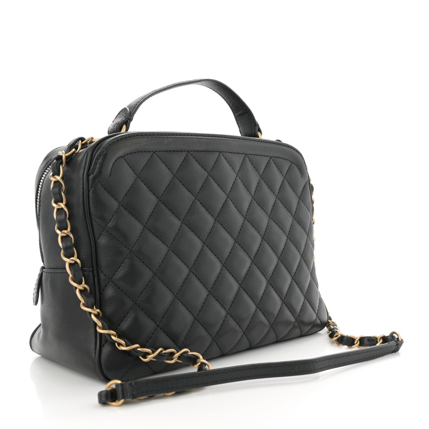 Calfskin Quilted CC Medium Vanity Case Black