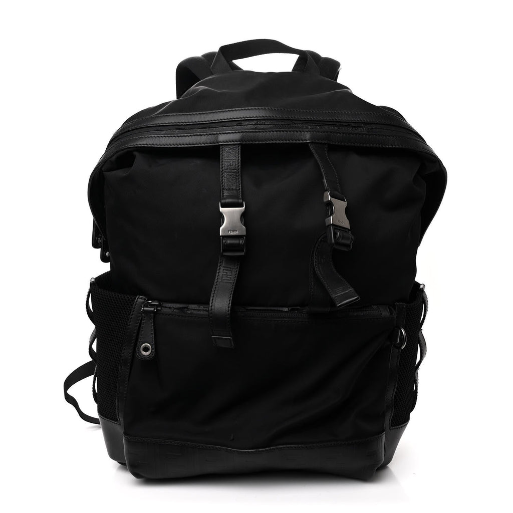 Nylon FF Embossed Backpack Black