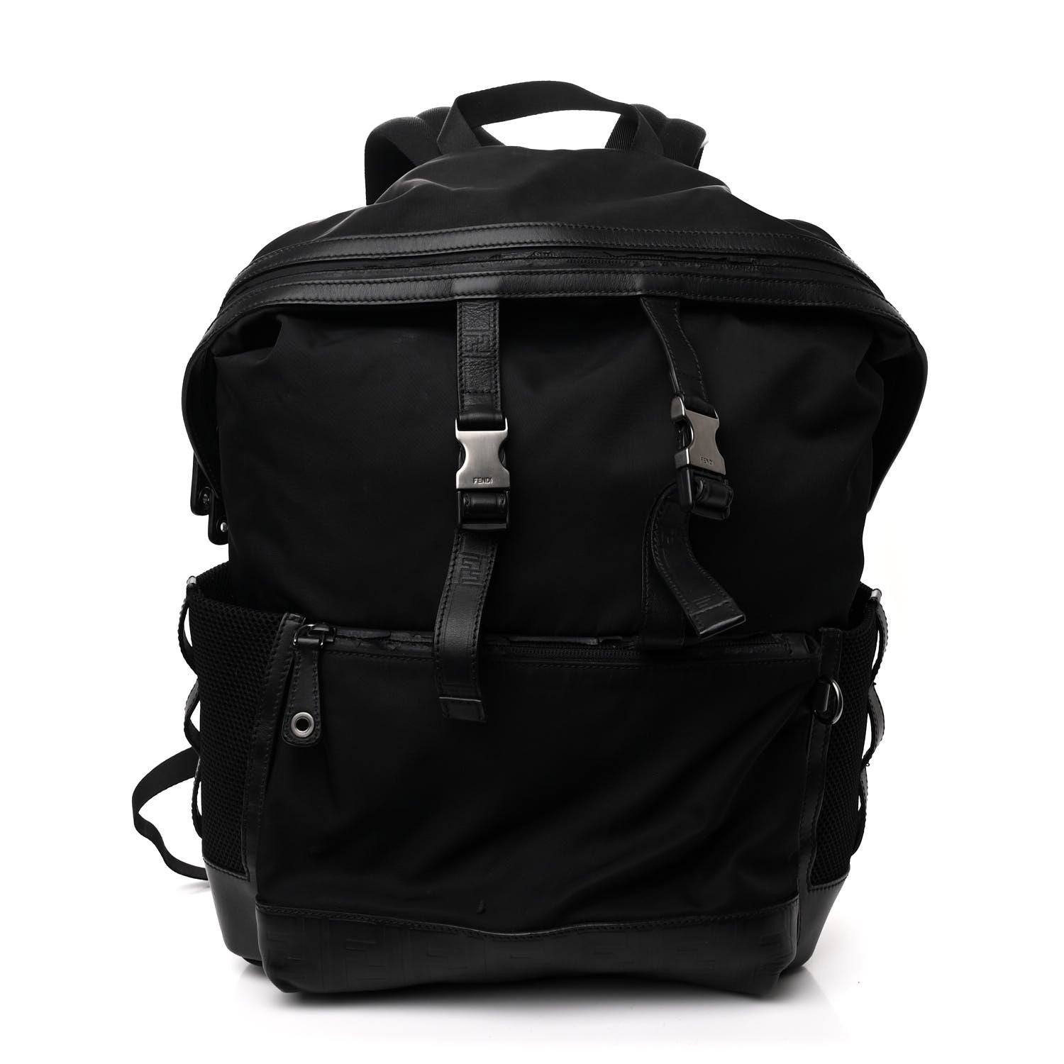Nylon FF Embossed Backpack Black
