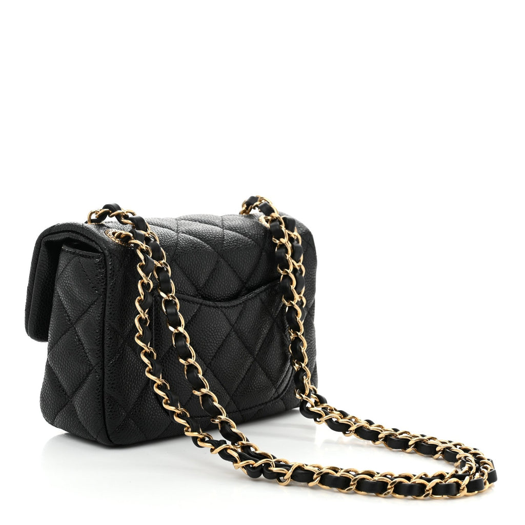 Grained Lambskin Quilted Mini Flap Black
