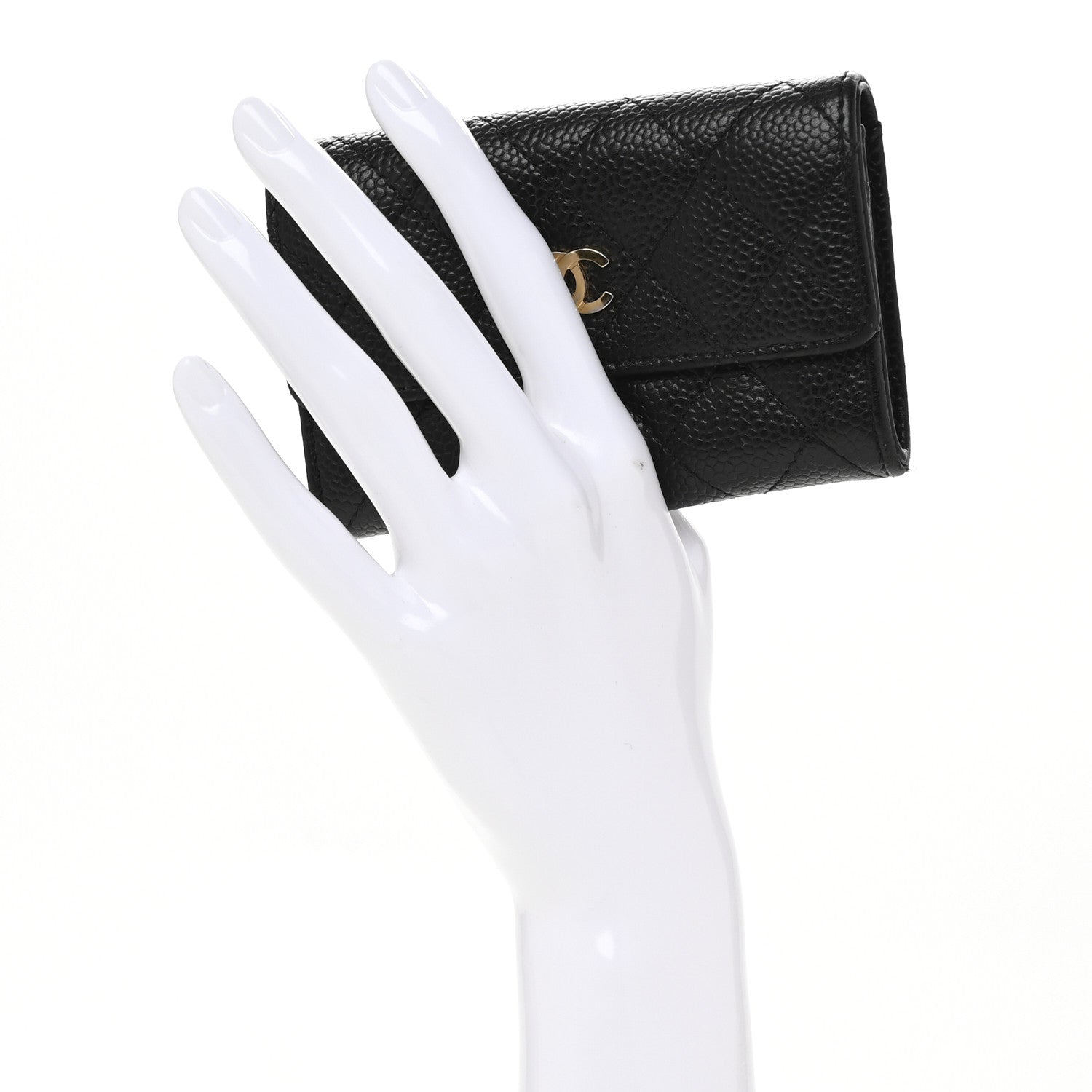 Caviar Quilted Flap  Holder Black