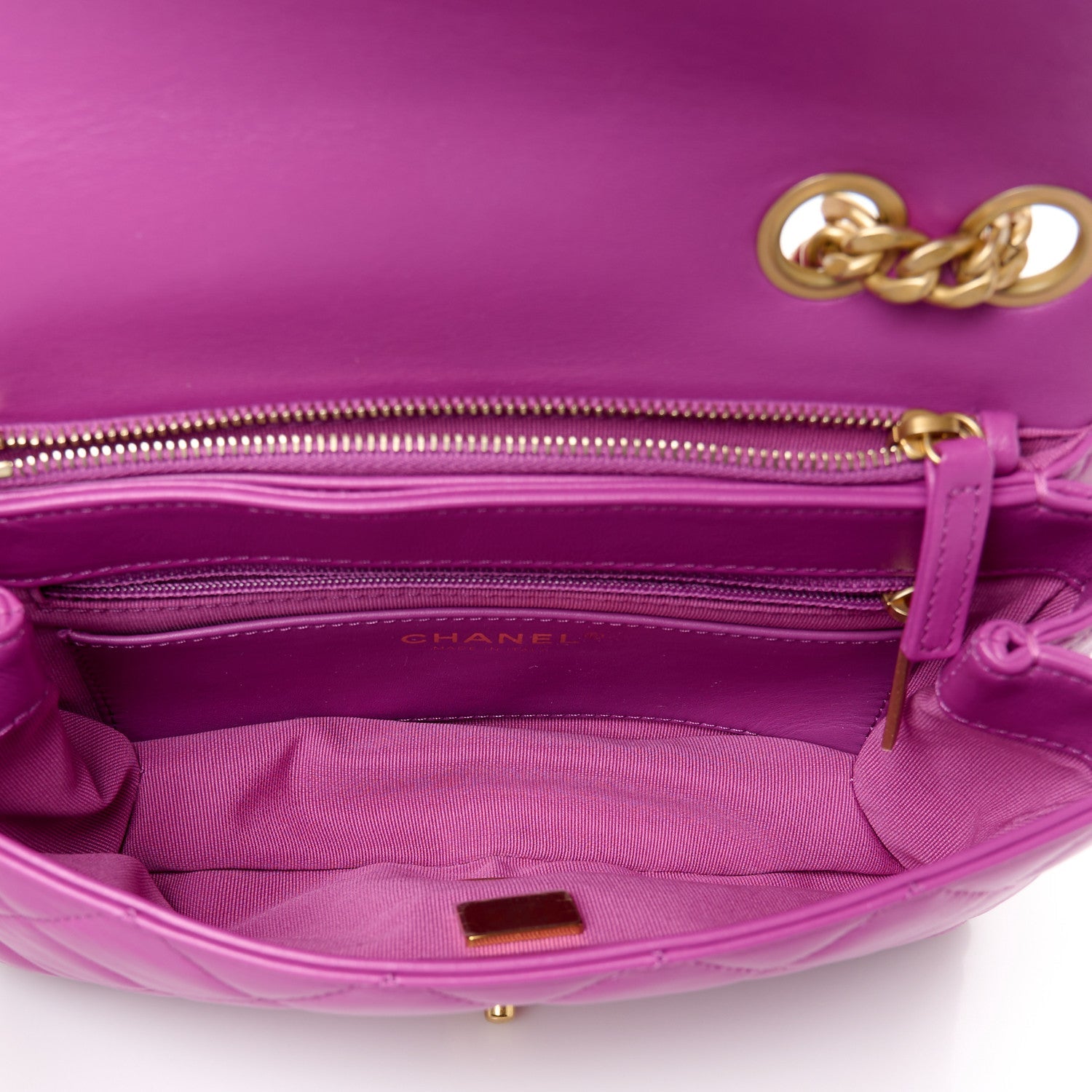 Lambskin Quilted Small Pillow Crush Flap Purple