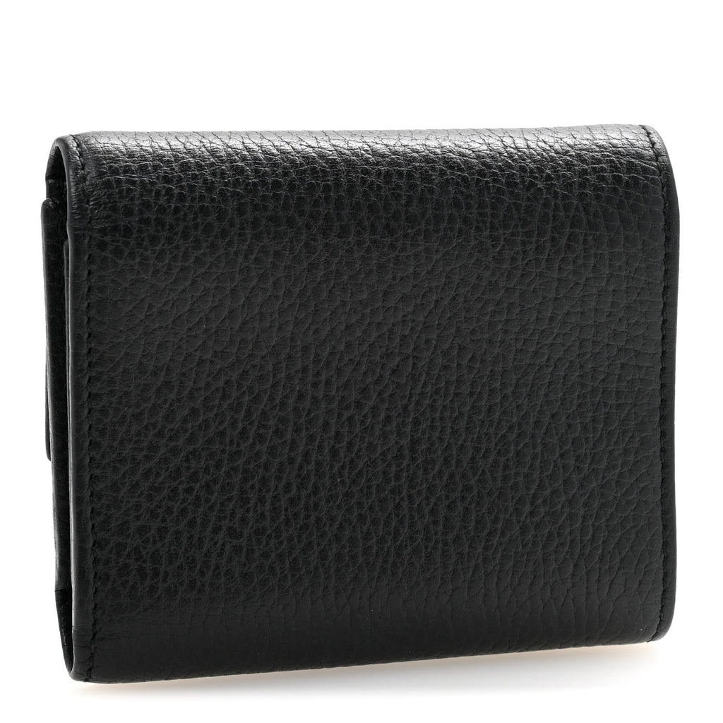 Dollar Calfskin GG Marmont Tri-Fold Wallet Black