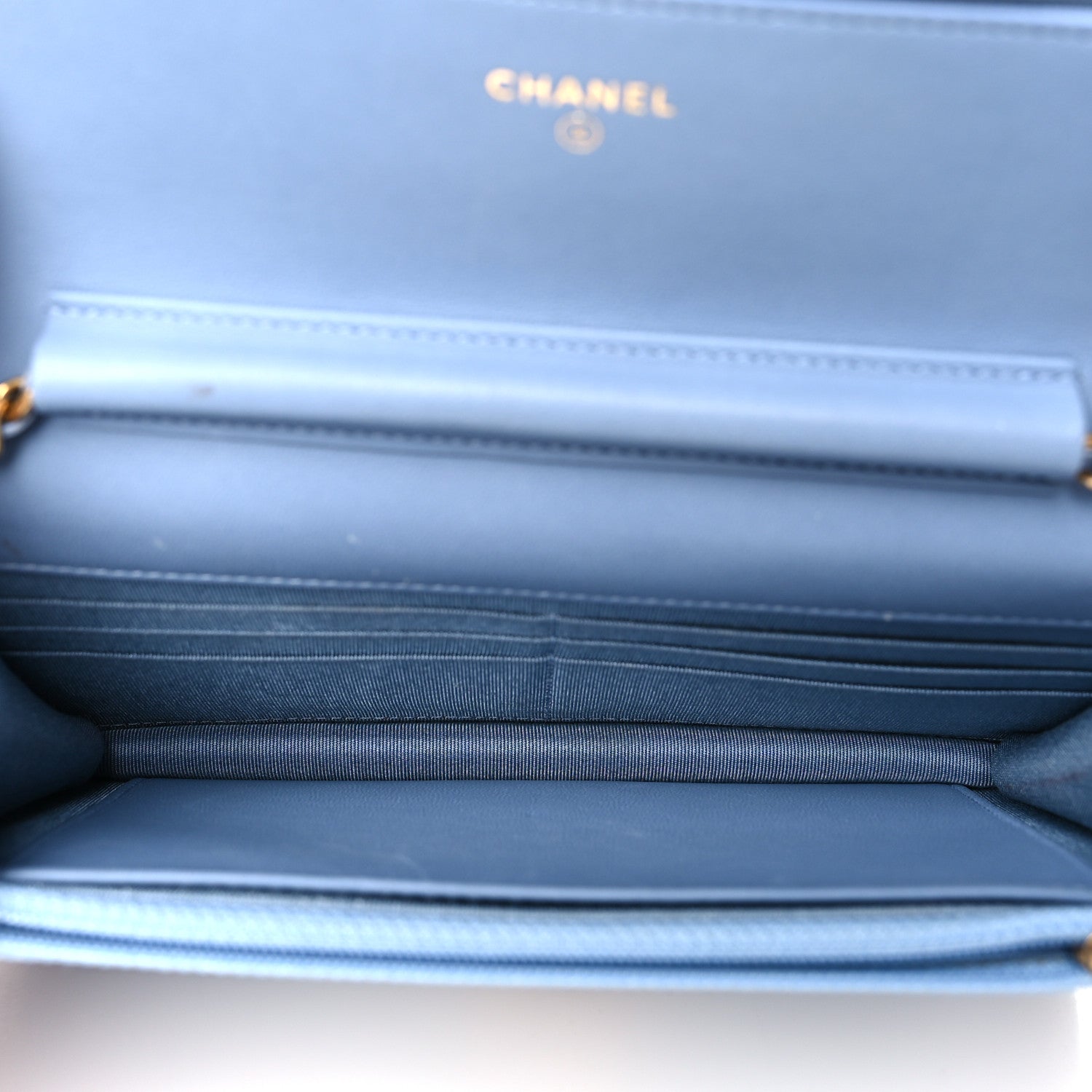 Denim Quilted Reissue Wallet On Chain WOC Blue