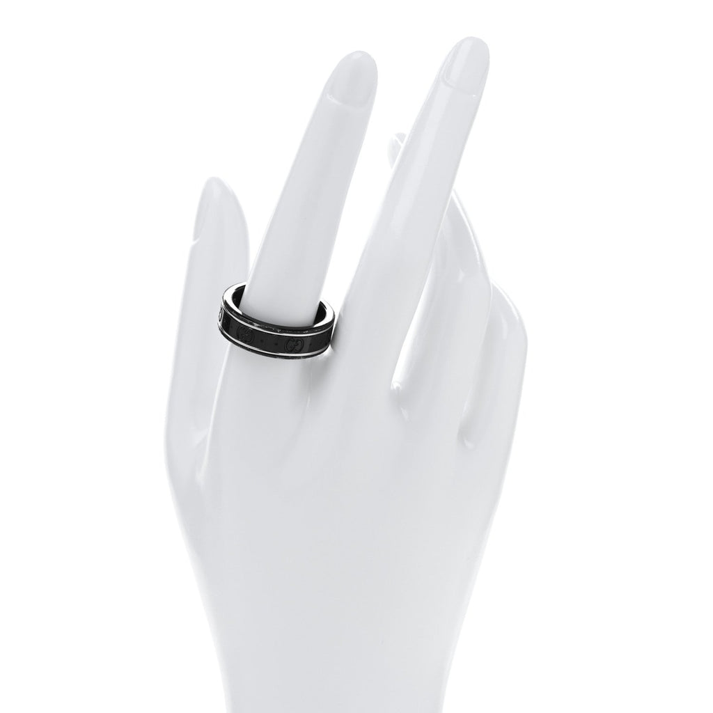Black Synthetic Corundum 18K White Gold 7mm Icon Band Ring