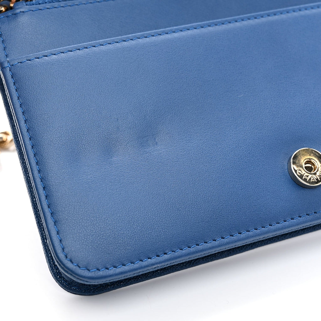 Caviar Quilted Boy Wallet On Chain WOC Blue