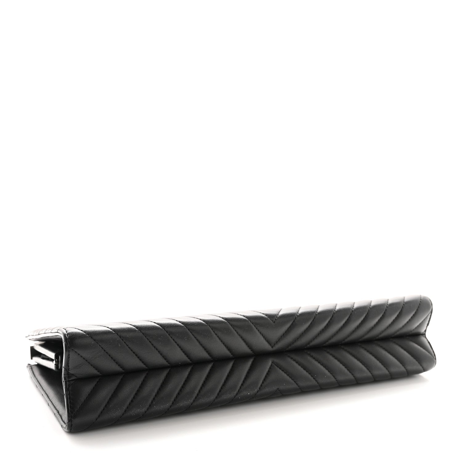Lambskin Chevron Evening Clutch Black