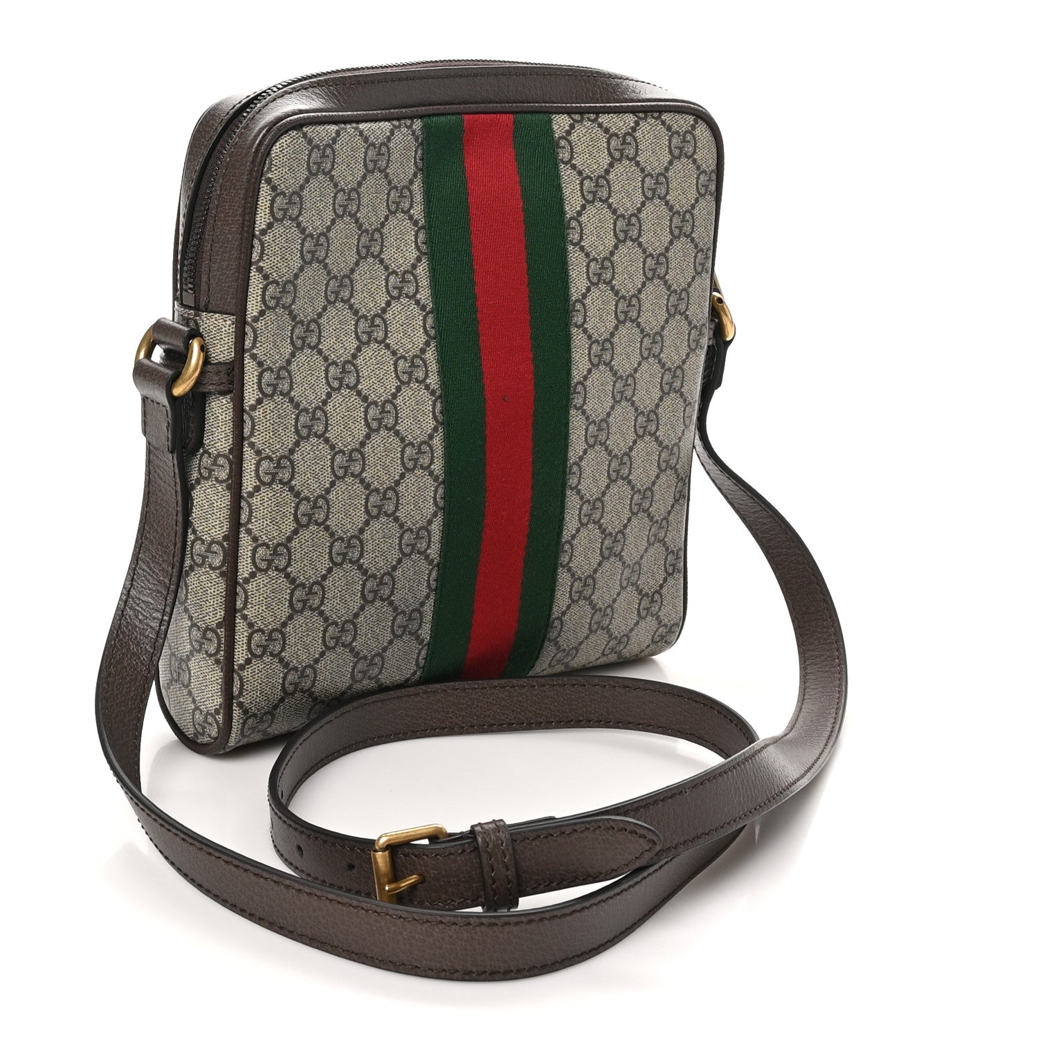 GG Supreme Monogram Web Small Ophidia Messenger Bag Brown