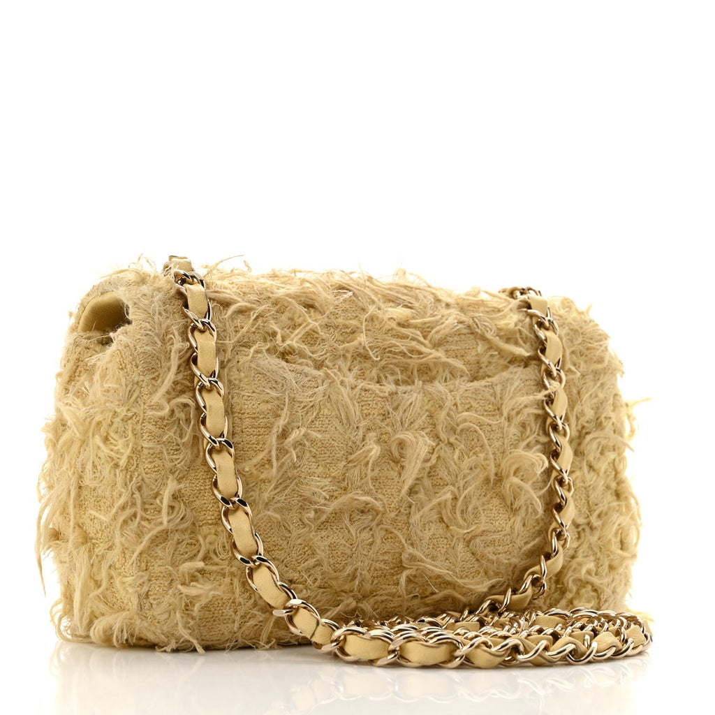 Tweed Quilted Mini Rectangular Flap Yellow